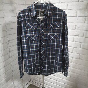 G-Star Raw Men's Size Medium Made in India Blue Plaid Button Front Shirt